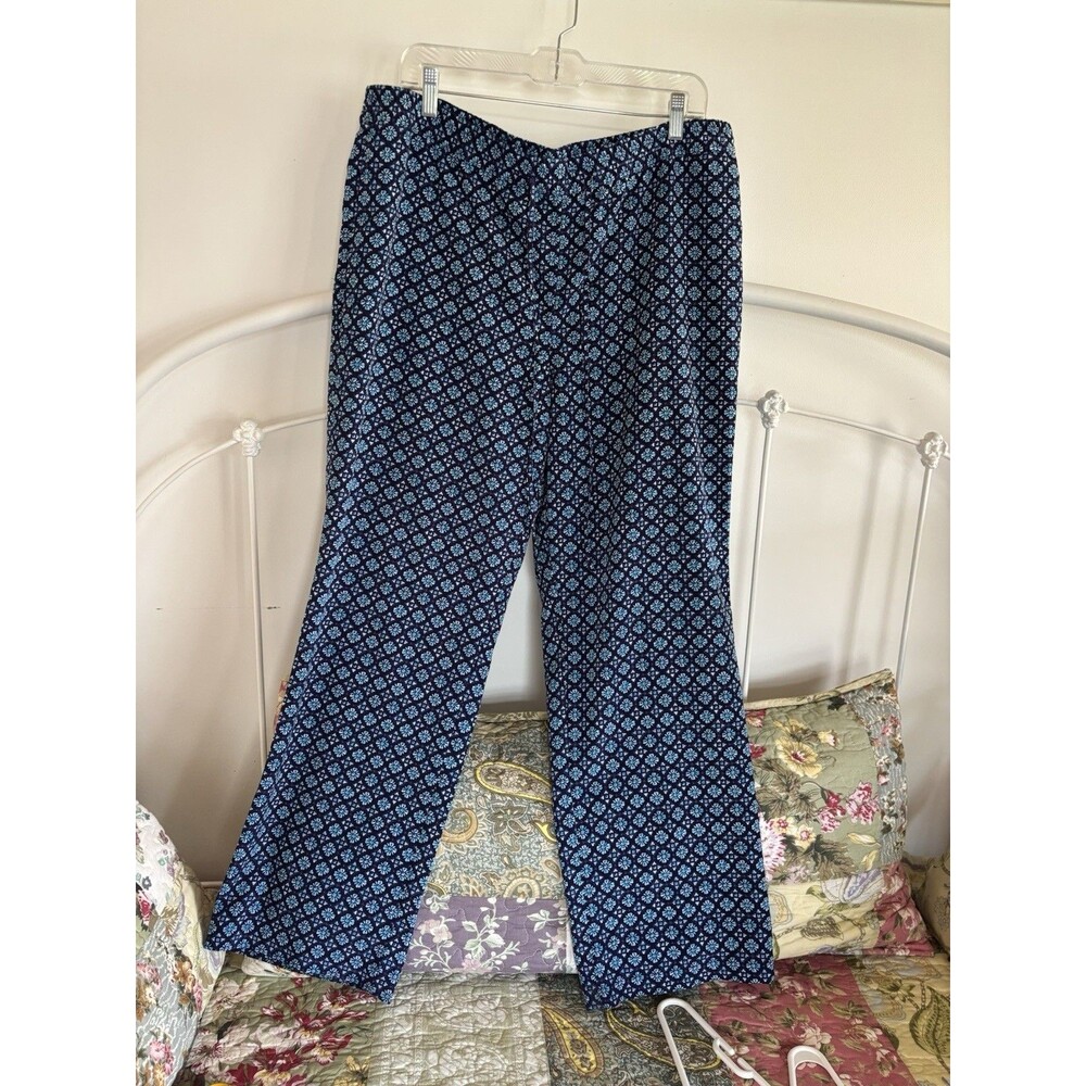 Talbots Comfort Blue Travel Vacation Summer Coastal Pants Size 16 Excellent!